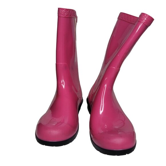 UGG Pink Rubber Rain Boots Girl Size 1 Waterproof Durable discoloration on boots - Picture 5 of 6